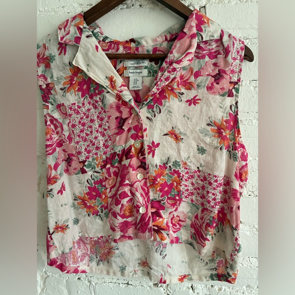 Haute Hippie sleeveless linen top
